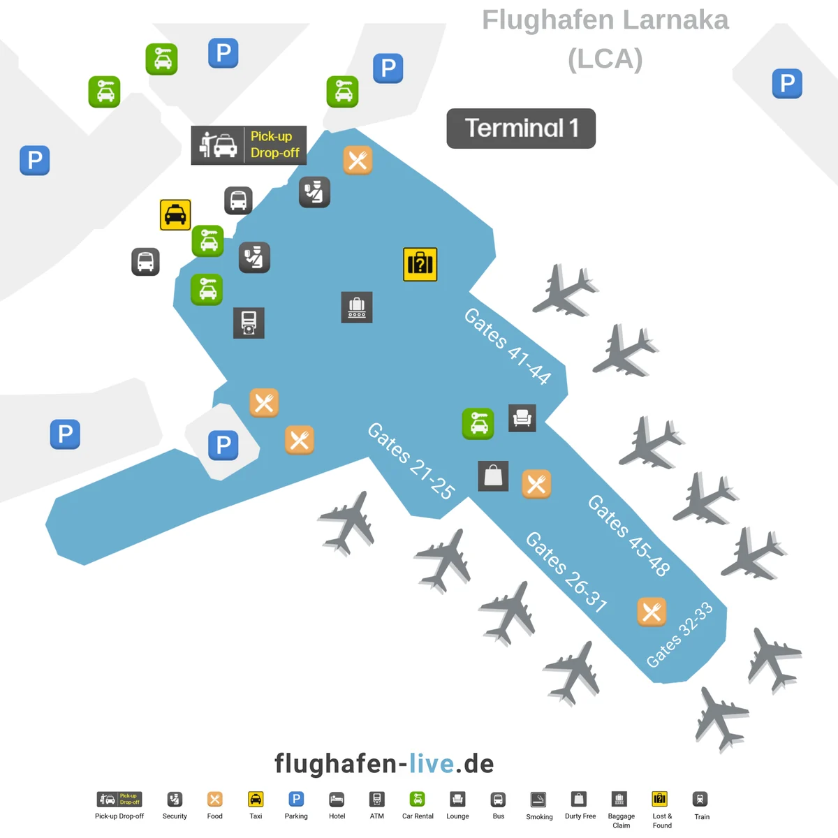 Karte des Flughafens Larnaka