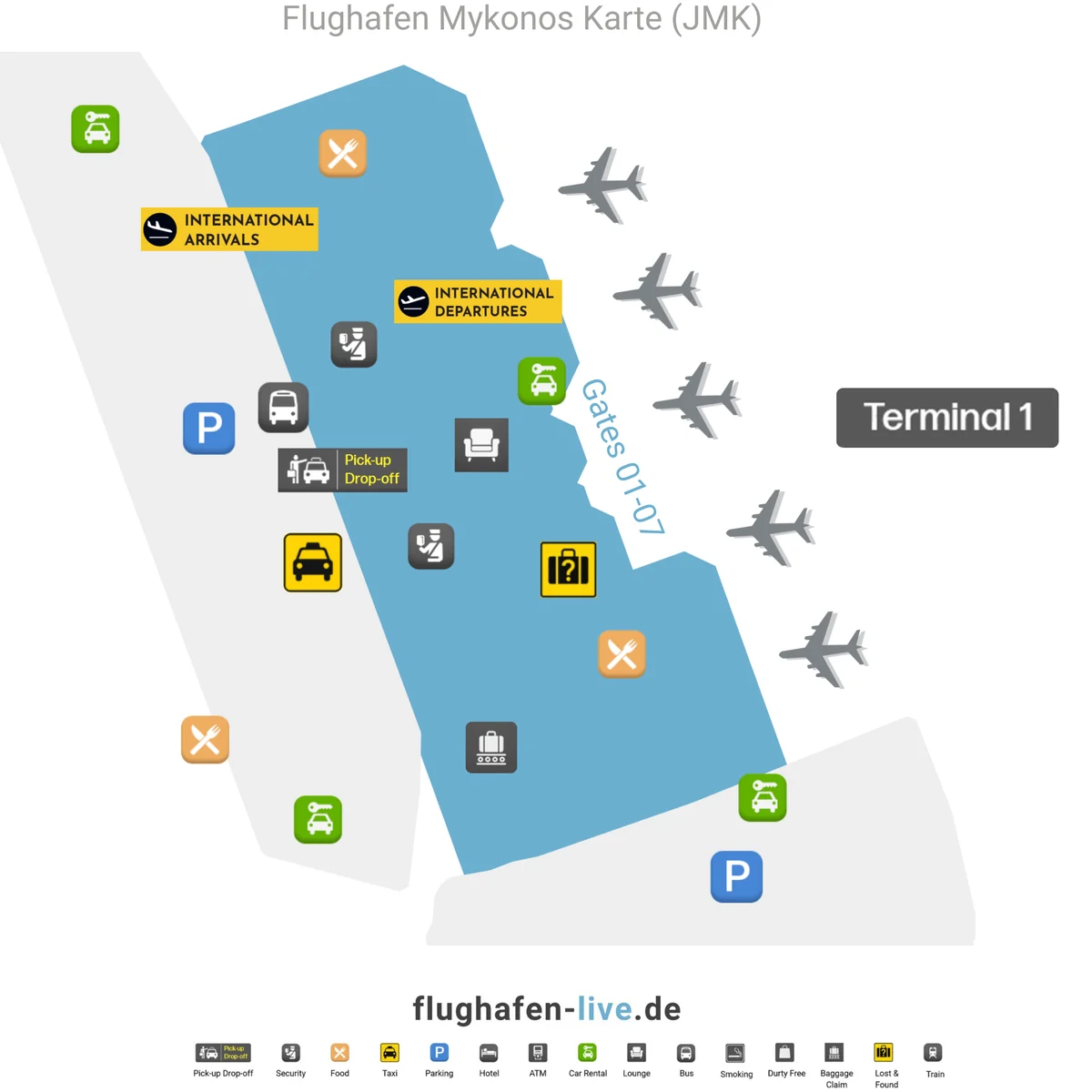 Karte des Flughafens Mykonos