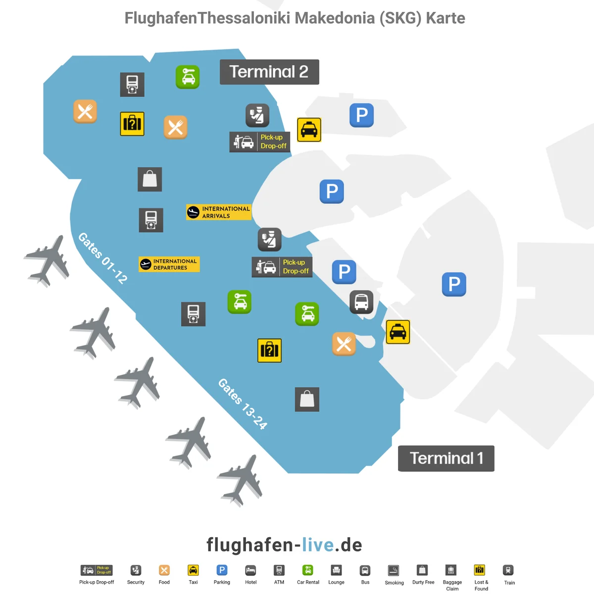 Karte des Flughafens Thessaloniki-Makedonia
